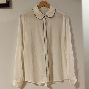 ALFRED SUNG Cream Shirt with Black Piping